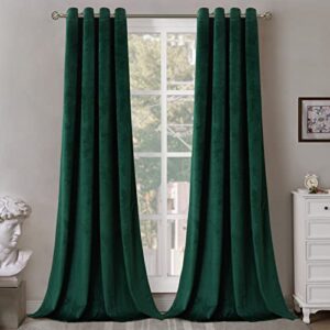 bgment emerald green velvet curtains 84 inches for bedroom, thermal insulated room darkening curtains soft privacy grommet luxury curtains for living room, emerald green, 52 x 84 inch, set of 2 panels