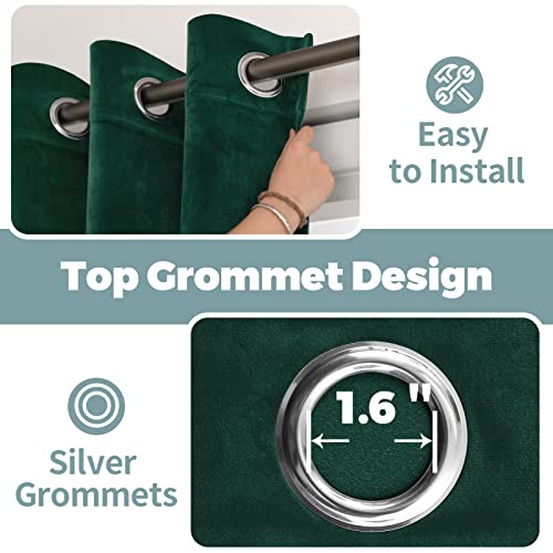 BGment Emerald Green Velvet Curtains 84 Inches for Bedroom, Thermal Insulated Room Darkening Curtains Soft Privacy Grommet Luxury Curtains for Living Room, Emerald Green, 52 x 84 Inch, Set of 2 Panels