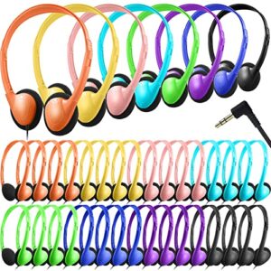 40 pack class set classroom school headphones bulk for kids child children multi colored stereo over ear earphones student over the head headphones with 3.5 mm headphone plug for adults, 8 color