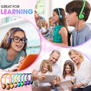 40 Pack Class Set Classroom School Headphones Bulk for Kids Child Children Multi Colored Stereo Over Ear Earphones Student Over The Head Headphones with 3.5 mm Headphone Plug for Adults, 8 Color