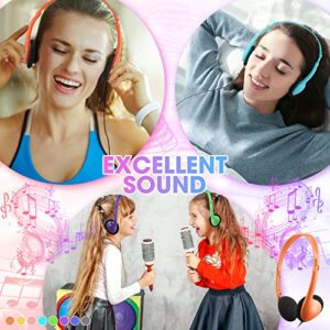 40 Pack Class Set Classroom School Headphones Bulk for Kids Child Children Multi Colored Stereo Over Ear Earphones Student Over The Head Headphones with 3.5 mm Headphone Plug for Adults, 8 Color