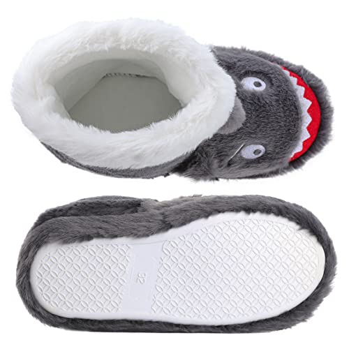 Girls Boys Unicorn Shark Bootie Slippers, Winter Warm Plush Fleece Cute Animal design Slip-on Booties Indoor & Outdoor