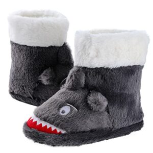 Girls Boys Unicorn Shark Bootie Slippers, Winter Warm Plush Fleece Cute Animal design Slip-on Booties Indoor & Outdoor