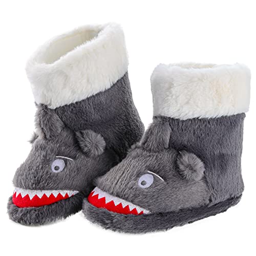 Girls Boys Unicorn Shark Bootie Slippers, Winter Warm Plush Fleece Cute Animal design Slip-on Booties Indoor & Outdoor