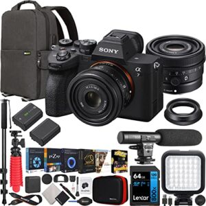 sony a7 iv full frame mirrorless camera body with fe 50mm f2.5 g ultra compact lens ilce-7m4/b + sel50f25g bundle with deco gear photography backpack + monopod +extra battery, led and kit accessories