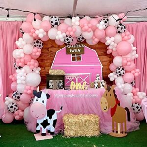 LLTT Funny Cow Balloon Garland Arch Kit, Farm Party Balloon Set of Cow Print Balloons, Pink White Black Balloons for Farm Birthday Party Baby Shower Kid's Bday