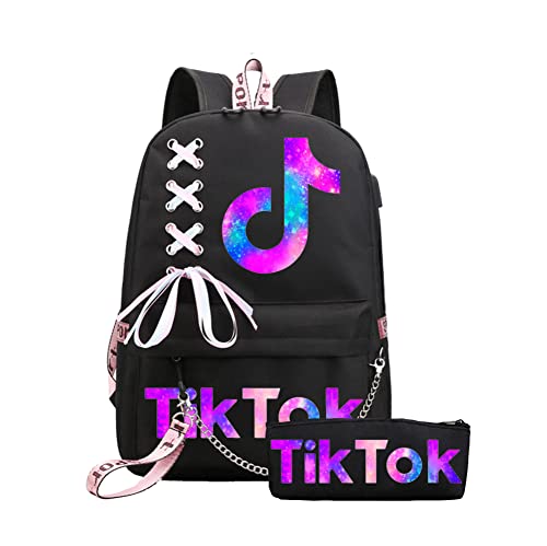 wtiyhzu Girls Lightweight Backpack Casual USB Backpack Portable Laptop Computer Bag Durable Teens Book Bag (17 in)