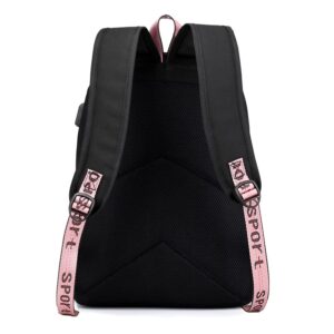 wtiyhzu Girls Lightweight Backpack Casual USB Backpack Portable Laptop Computer Bag Durable Teens Book Bag (17 in)