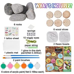 Rock Painting Kit for Kids, Glow in The Dark Arts & Crafts Gifts for Boys and Girls Ages 4-12, Kids Craft Kits Art Set, Creative Art Toys for Kids Age 4, 5, 6, 7, 8, 9, 10, 11,