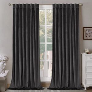 bgment grey velvet blackout curtains for living room, 84 inches long thermal insulated curtains noise reduce back tab and rod pocket luxury panels for bedroom, 2 panels, 52 x 84 inch
