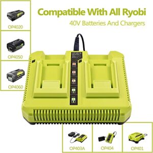 CHAUNVEN 40V Charger for Ryobi, OP401 40 Volt Lithium ion Battery Dual Charger for OP4015 OP4026 OP4030 OP4040 OP4050 OP4060 Battery