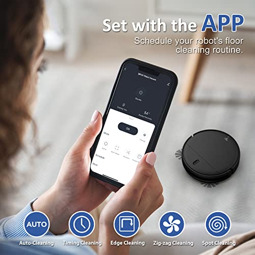 Robot Vacuum and Mop Combo, 2 in 1 Mopping Robot Vacuum Cleaner with Schedule, Wi-Fi/App/Alexa, 2000Pa Max Suction, Self-Charging Robotic Vacuum, Slim, Ideal for Hard Floor, Pet Hair, Low-Pile Carpet