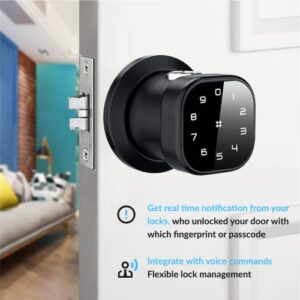 Viki Smart Digital Lock with Bluetooth, Touch Keypad Door Lock, Keyless Door Lock, Fingerprint Door Lock, Biometric Door Lock, Passcode Door Lock, for Smart Home (Black)