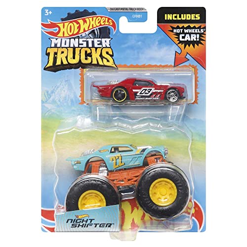 Hot Wheels Monster Trucks Night Shifter + Bonus Car 2021 Diecast 1:64 Scale Toy