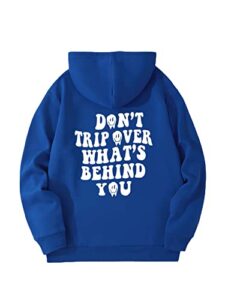 floerns men's letter graphic print long sleeve drawstring hoodie sweatshirt tops a blue s