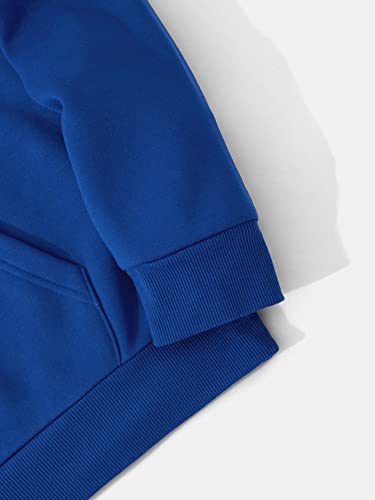 Floerns Men's Letter Graphic Print Long Sleeve Drawstring Hoodie Sweatshirt Tops A Blue S