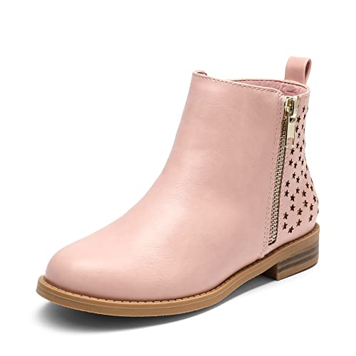 DREAM PAIRS Girls SDBO2221K Side Zipper Low Heels Ankle Boots 11 Little Kid PINK/PU