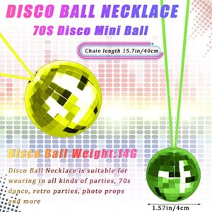 48 Pack Assorted Color Disco Ball Necklaces 70s Disco Party Necklaces 1.57 Inch Mirror Disco Ball Costume Necklaces For Birthday Parties, Festival Accessories Disco Party Favor Decoration