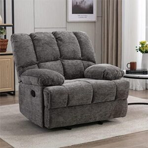 dreamsir oversized rocker recliner chair, manual recliner single sofa couch, soft fabric overstuffed rocking chair for living room, theater seating for big man, limestone grey