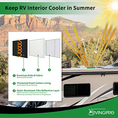 RVINGPRO Magnetic RV Window Shade 16"x16", Double-Side Foldable RV Vent Blackout Shade, Reflective RV Skylight Shade Cover for Inside Camper, with Storage Bag & Velcro, Black