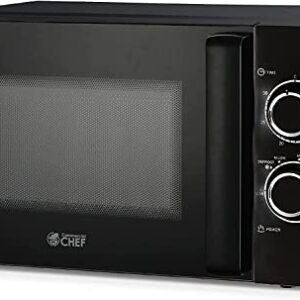 COMMERCIAL CHEF Small Microwave 0.7 Cu. Ft. Countertop Microwave with Mechanical Control, Black Microwave with 6 Power Levels, Outstanding Portable Microwave with Convenient Pull Handle