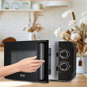 COMMERCIAL CHEF Small Microwave 0.7 Cu. Ft. Countertop Microwave with Mechanical Control, Black Microwave with 6 Power Levels, Outstanding Portable Microwave with Convenient Pull Handle