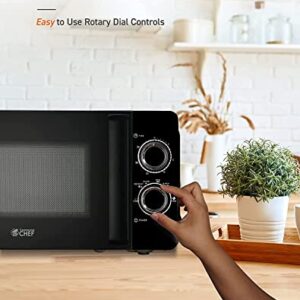 COMMERCIAL CHEF Small Microwave 0.7 Cu. Ft. Countertop Microwave with Mechanical Control, Black Microwave with 6 Power Levels, Outstanding Portable Microwave with Convenient Pull Handle