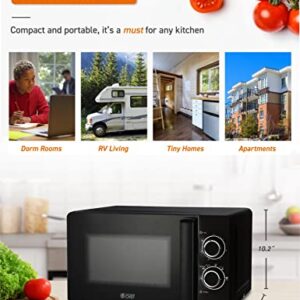 COMMERCIAL CHEF Small Microwave 0.7 Cu. Ft. Countertop Microwave with Mechanical Control, Black Microwave with 6 Power Levels, Outstanding Portable Microwave with Convenient Pull Handle