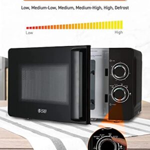 COMMERCIAL CHEF Small Microwave 0.7 Cu. Ft. Countertop Microwave with Mechanical Control, Black Microwave with 6 Power Levels, Outstanding Portable Microwave with Convenient Pull Handle