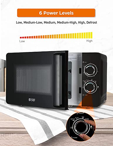 COMMERCIAL CHEF Small Microwave 0.7 Cu. Ft. Countertop Microwave with Mechanical Control, Black Microwave with 6 Power Levels, Outstanding Portable Microwave with Convenient Pull Handle