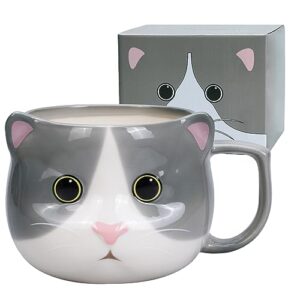 tocooto cat mug 14 oz cute ceramic coffee mug 3d porcelain tea mug for women kawaii cup cat gifts for cat lovers christmas gifts housewarming holiday birthday gifts for women mom kids men and friend