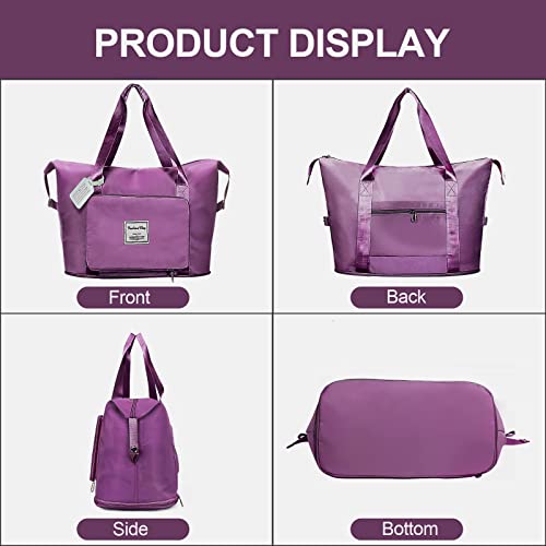 Large Capacity Folding Travel Bag, Travel Duffel Bag with Luggage Tag, Waterproof Lightweight Gym Bag with Wet and Dry Separation Bag, for Travel, Sports, Gym