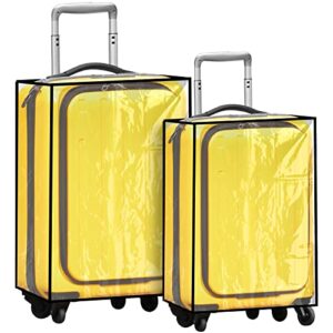 jexine clear pvc luggage cover 2 pcs large suitcase cover protectors transparent protective luggage protector for travel suitcases bags (20 inch, 28 inch)