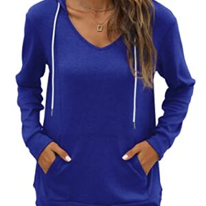 Saloogoe Sweatshirt for Women Pullover V Neck Hoodies Long Sleeve Fall Tops Large