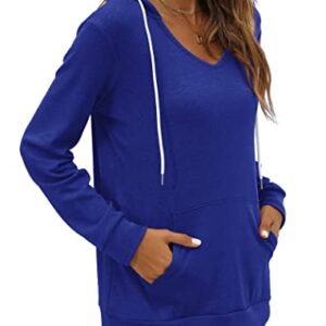 Saloogoe Sweatshirt for Women Pullover V Neck Hoodies Long Sleeve Fall Tops Large