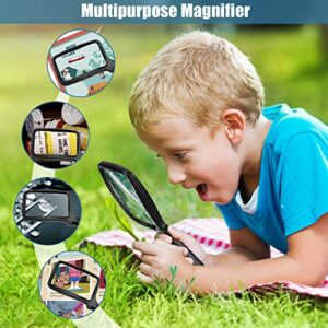 Folding Handheld Magnifying Glass with Light, 3X Large Rectangle Reading Magnifier with Dimmable LED for Seniors with Macular Degeneration, Newspaper, Books, Small Print, Lighted for Low Visions Black