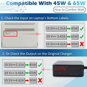 65W Laptop Charger Replacement for Asus Vivobook 15 Series X512 X512D X512DA X512JA X513EA X515 X515J X515EA X540 X540S X540SA X540L F512 F512JA F512DA F513 F513EA F515 AC Adapter Power Supply Cord