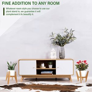 Adjustable Bamboo Plant Stand(8 to 12 inches), Mid Century Modern Plant Stand, Indoor Plant Holder Stands For 8 9 10 11 12 Inch Pot (Bamboo Plant Stand Only)