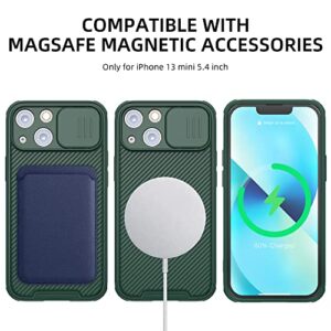 Hitaoyou iPhone 13 Mini Case Magsafe, iPhone 13 Mini Camera Protection Case [Support Magsafe Charger] with Slide Lens Cover,Slim Magnetic Case for iPhone 13 Mini 5.4" Green