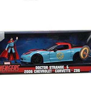 Jada Toys Marvel Doctor Strange 1:24 2006 Chevy Corvette Z06 Die-Cast Car with 2.75'' Dr. Strange Figure, Toys for Kids and Adults (32115)