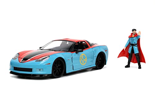 Jada Toys Marvel Doctor Strange 1:24 2006 Chevy Corvette Z06 Die-Cast Car with 2.75'' Dr. Strange Figure, Toys for Kids and Adults (32115)