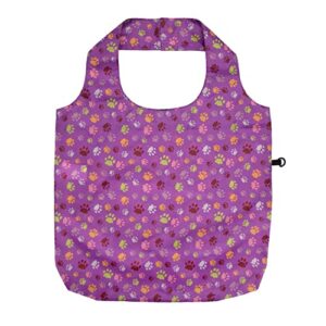 HOLYLUCK Reusable Grocery Bags,Heavy Duty Foldable Shopping Bag - Purple Dog Paw