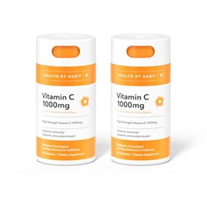 health by habit vitamin c supplement 2 pack (120 capsules) - high strength, 1000mg, support antioxidant levels and immune health, non-gmo, sugar free (2 pack)
