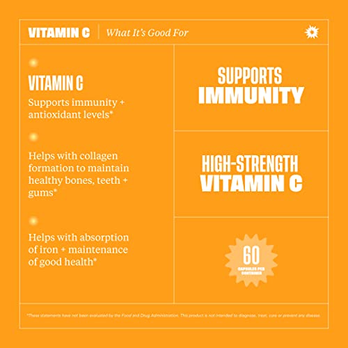 Health By Habit Vitamin C Supplement 2 Pack (120 Capsules) - High Strength, 1000mg, Support Antioxidant Levels and Immune Health, Non-GMO, Sugar Free (2 Pack)