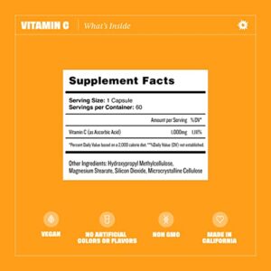 Health By Habit Vitamin C Supplement 2 Pack (120 Capsules) - High Strength, 1000mg, Support Antioxidant Levels and Immune Health, Non-GMO, Sugar Free (2 Pack)
