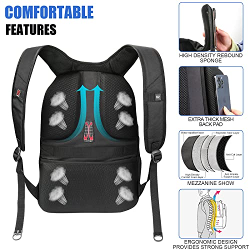 SC Basic Model Extra Large 50L Travel Laptop Backpack with Anti-Theft Lock and TSA Approved 17.3 Inch Compartment - Water Repellent, Lightweight Backpacks with USB Charging Port for Men, Women