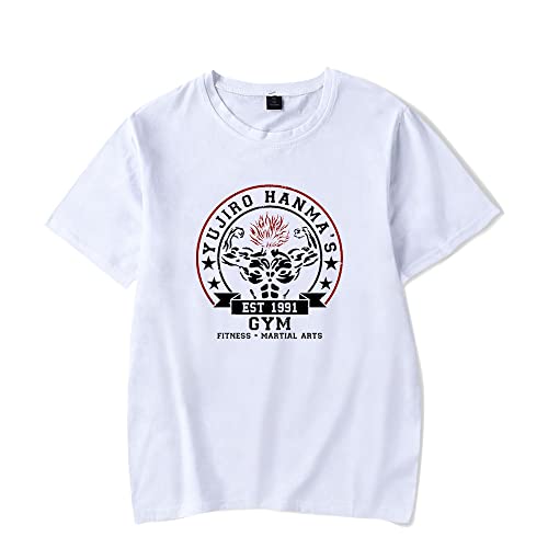 WJHYWDH New Hanma Baki Anime T-Shirt Merch Casual Short Sleeved T Shirt Unisex Tee (White,3X-Large)