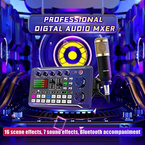 SINWE Podcast Microphone Bundle, BM-800 Condenser Mic with Live Sound Card Kit, Podcast Equipment Bundle with voice changer and Mixer functions for PC Smartphone Studio Recording & Broadcasting