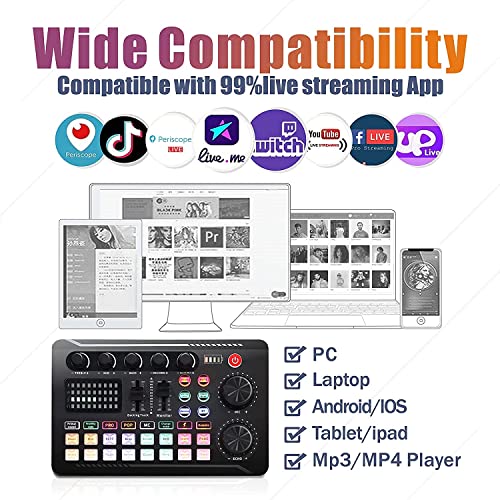 SINWE Podcast Microphone Bundle, BM-800 Condenser Mic with Live Sound Card Kit, Podcast Equipment Bundle with voice changer and Mixer functions for PC Smartphone Studio Recording & Broadcasting