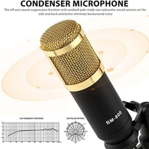 SINWE Podcast Microphone Bundle, BM-800 Condenser Mic with Live Sound Card Kit, Podcast Equipment Bundle with voice changer and Mixer functions for PC Smartphone Studio Recording & Broadcasting